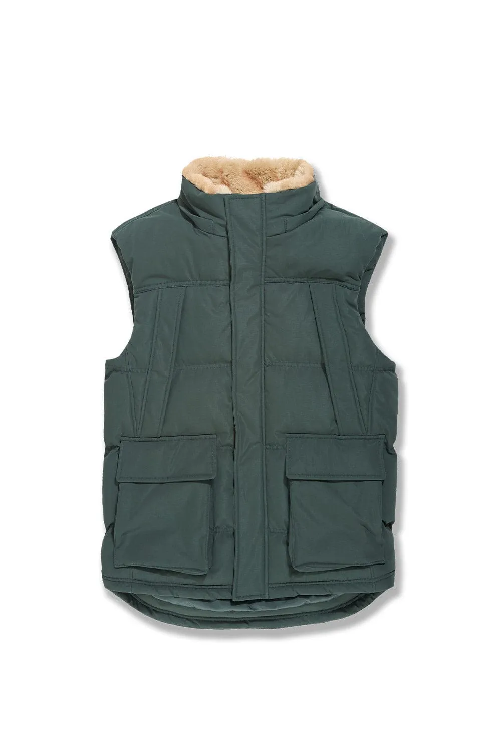 Big Men's Yukon Fur Lined Puffer Vest (Dark Olive)