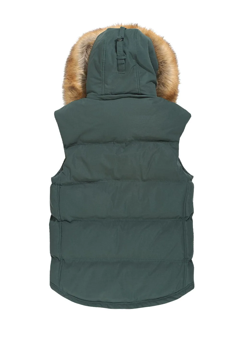 Big Men's Yukon Fur Lined Puffer Vest (Dark Olive)