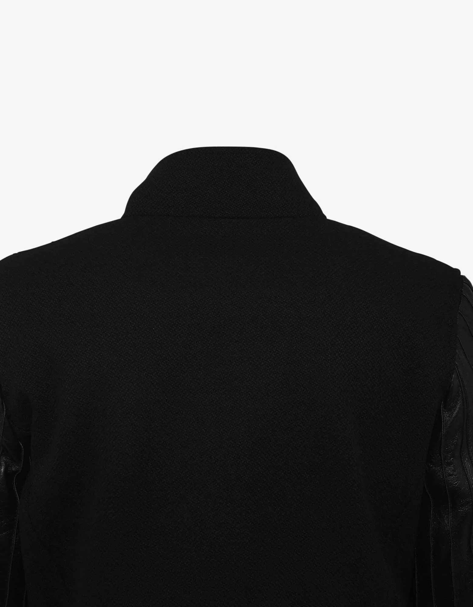 Black Teddy Jacket with Leather Sleeves