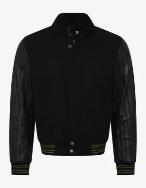 Black Teddy Jacket with Leather Sleeves