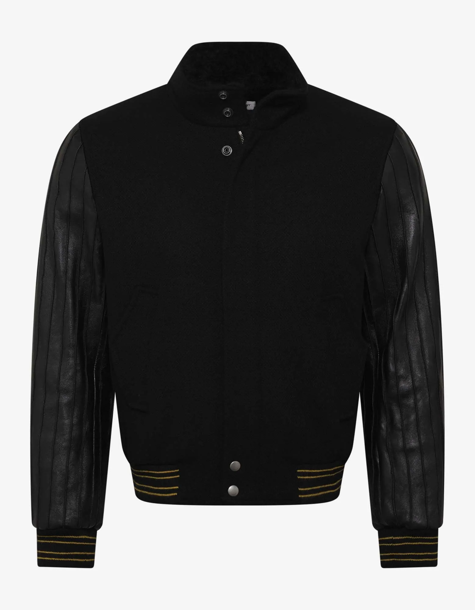 Black Teddy Jacket with Leather Sleeves