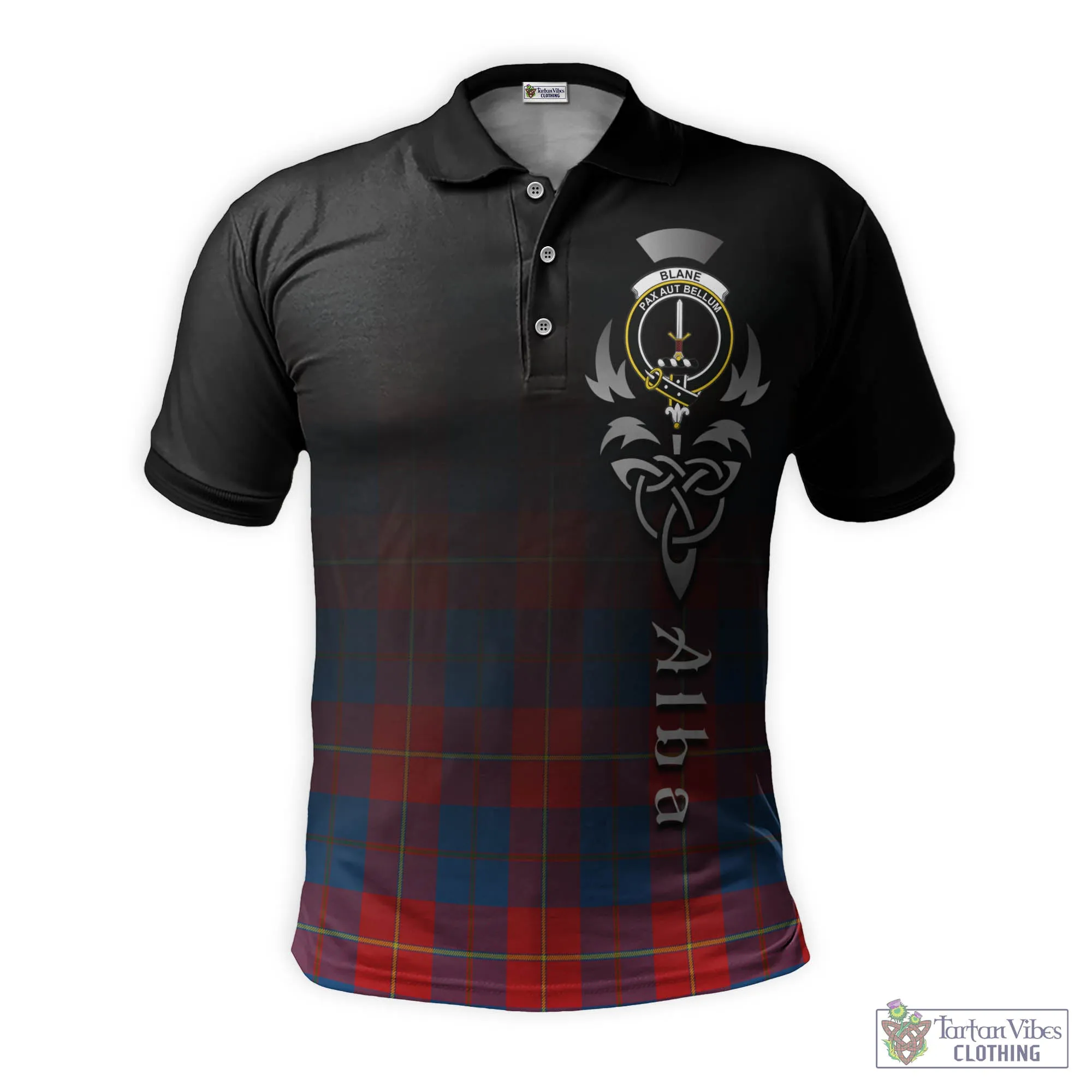 Blane Tartan Polo Shirt Featuring Alba Gu Brath Family Crest Celtic Inspired