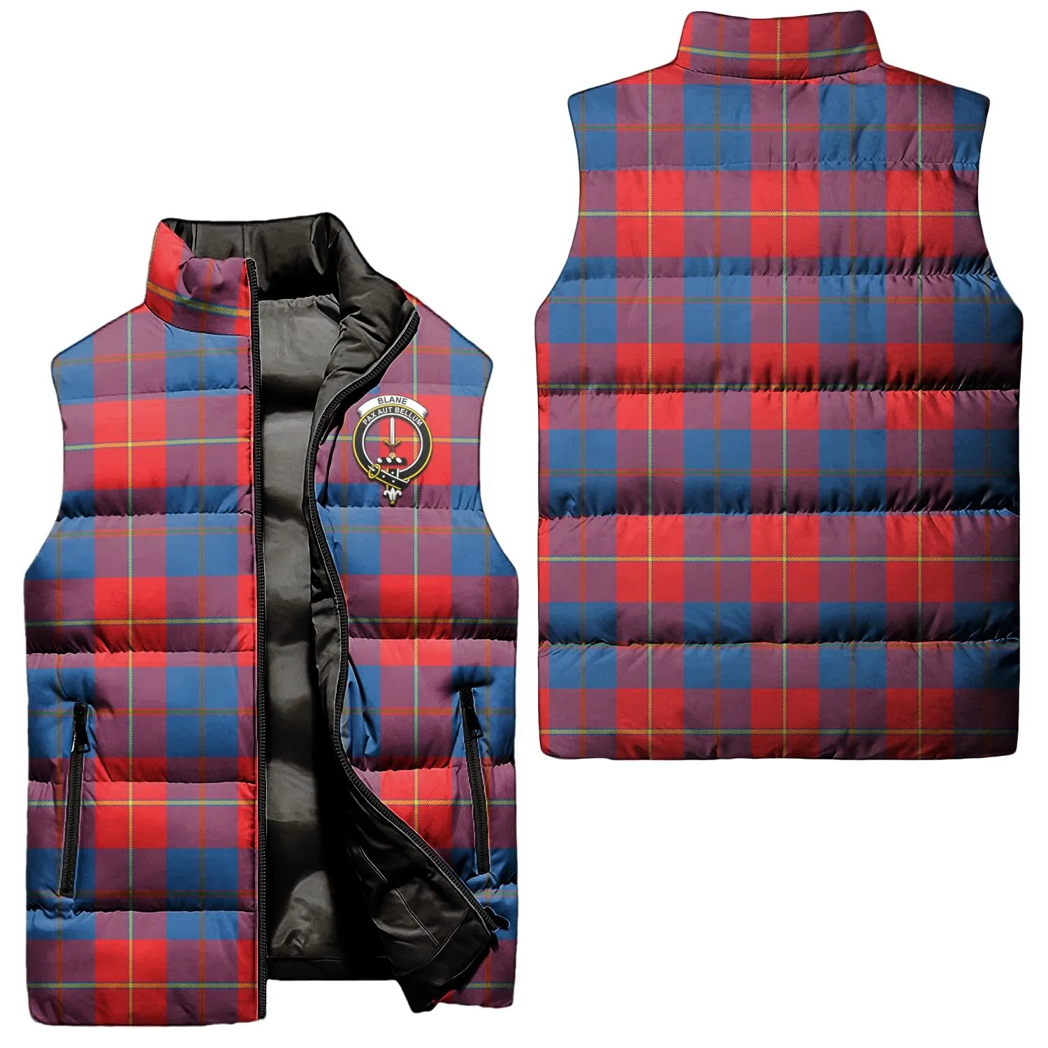 Blane Tartan Sleeveless Puffer Jacket with Family Crest