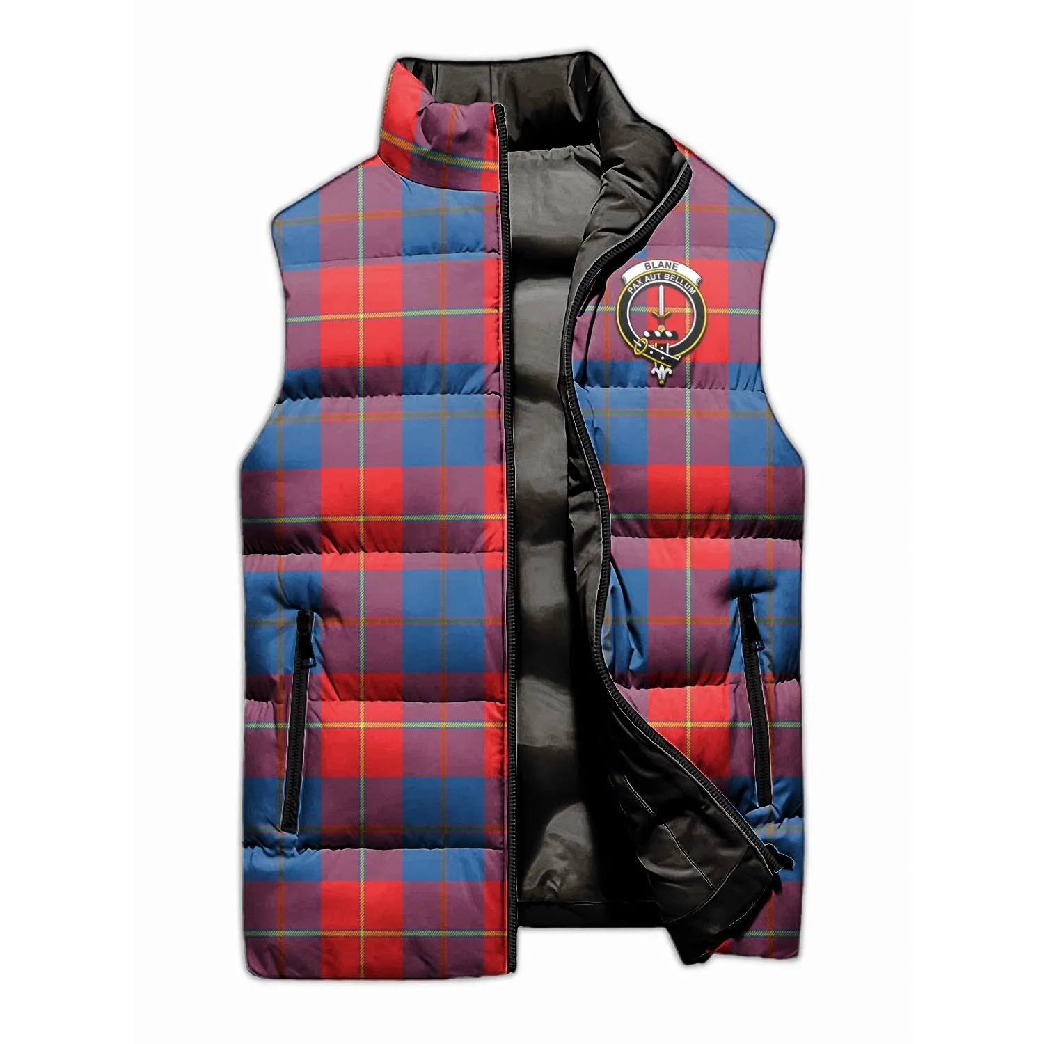 Blane Tartan Sleeveless Puffer Jacket with Family Crest