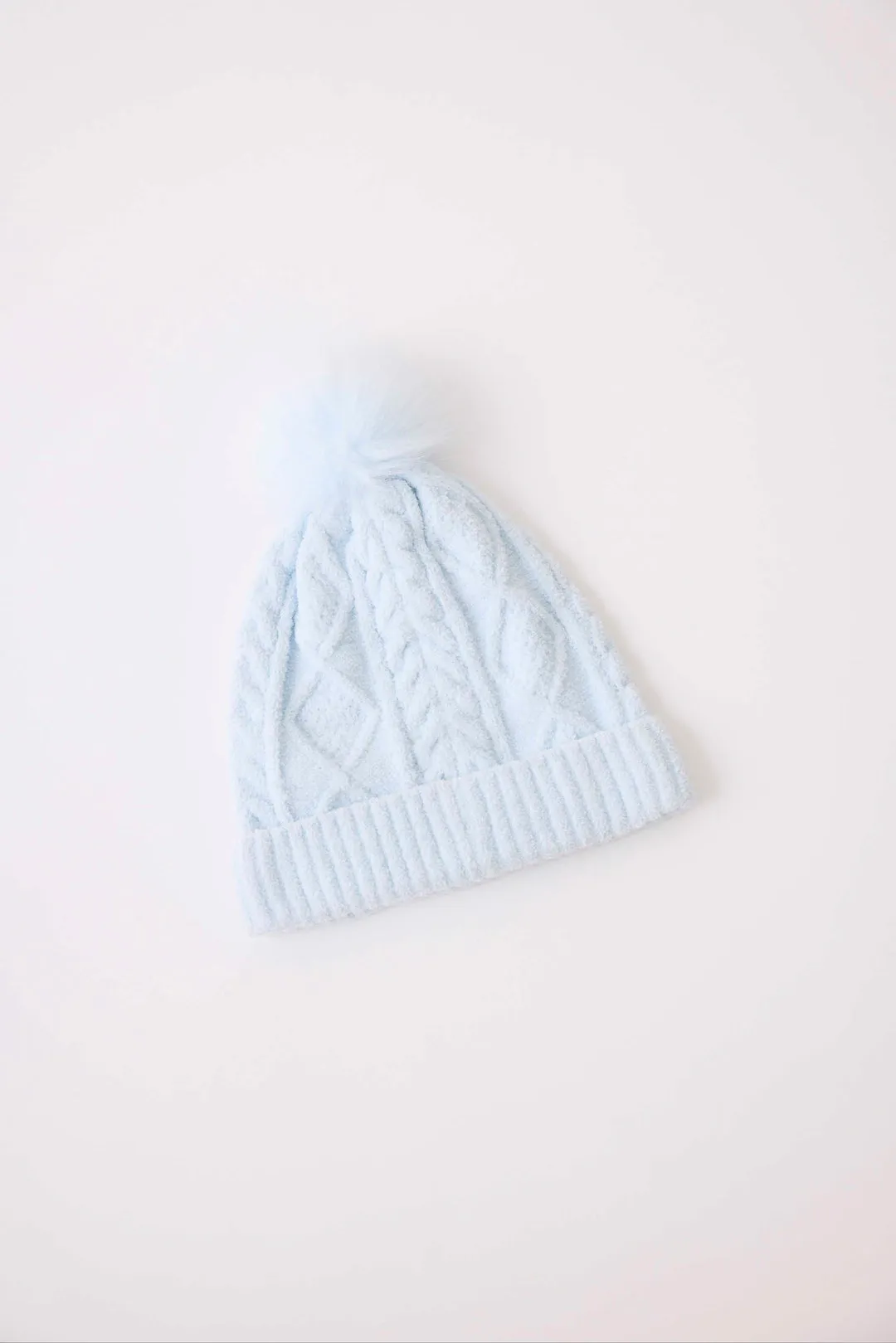 Blue Chenille Cozy Cable Beanie