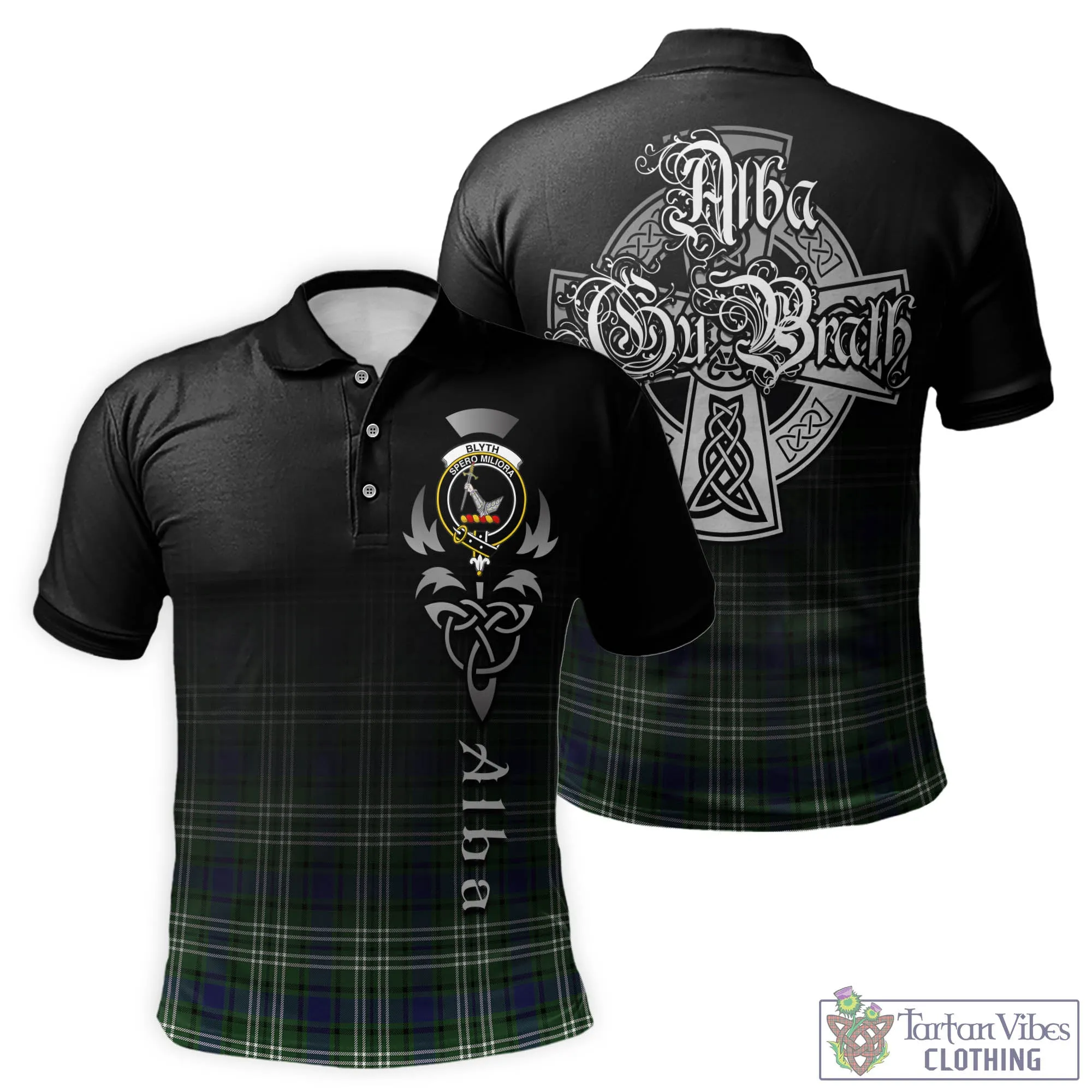 Blyth Tartan Polo Shirt Featuring Alba Gu Brath Family Crest Celtic Inspired