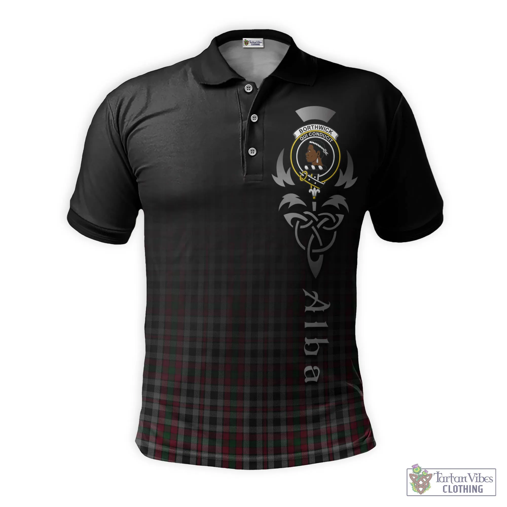 Borthwick Tartan Polo Shirt Featuring Alba Gu Brath Family Crest Celtic Inspired