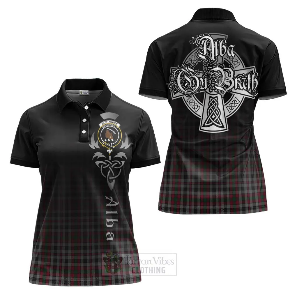 Borthwick Tartan Women's Polo Shirt Featuring Alba Gu Brath Family Crest Celtic Inspired