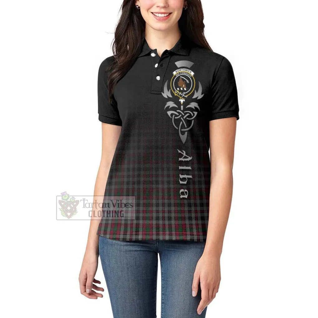 Borthwick Tartan Women's Polo Shirt Featuring Alba Gu Brath Family Crest Celtic Inspired