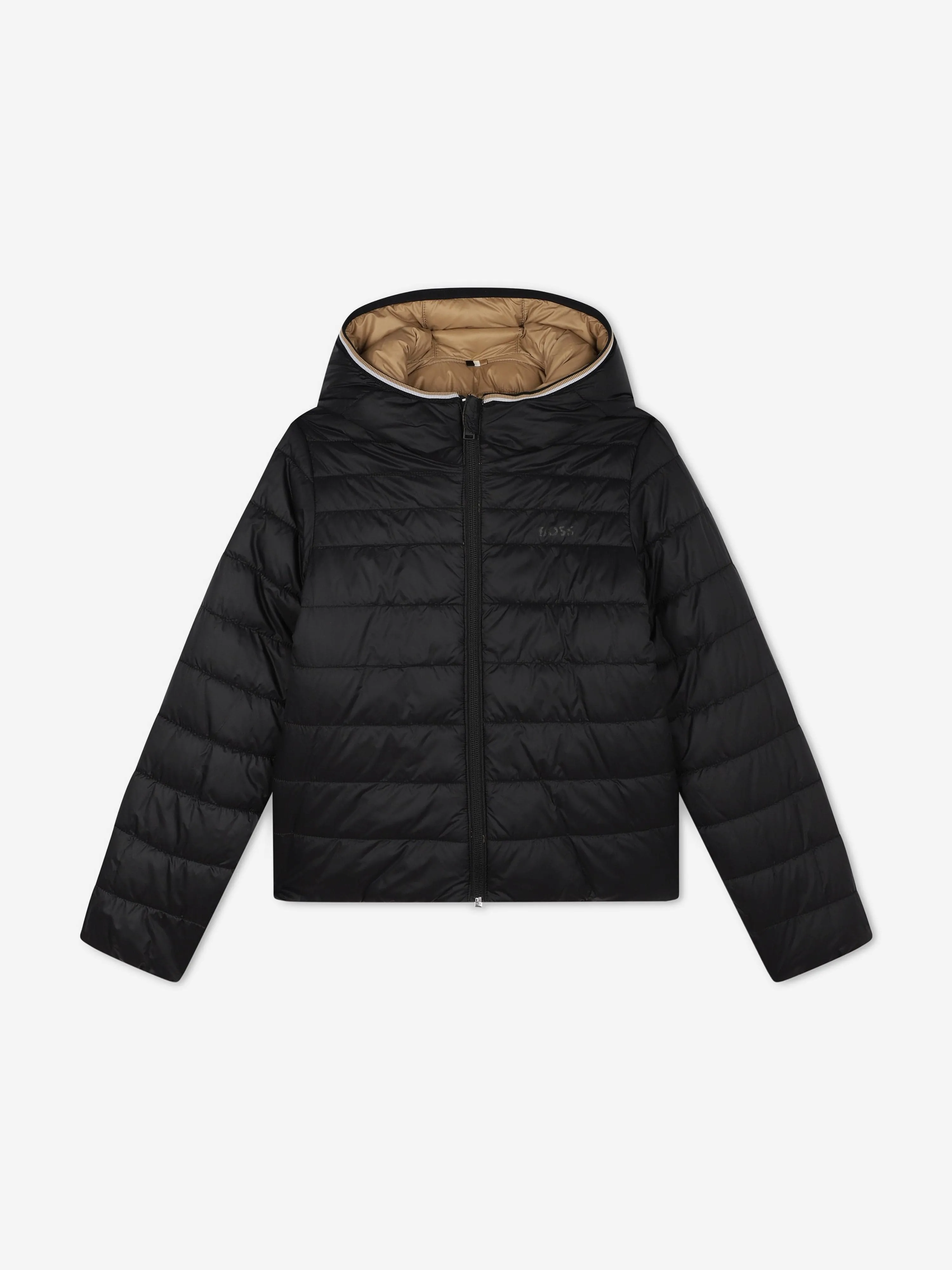 BOSS Boys Reversible Puffer Jacket in Brown