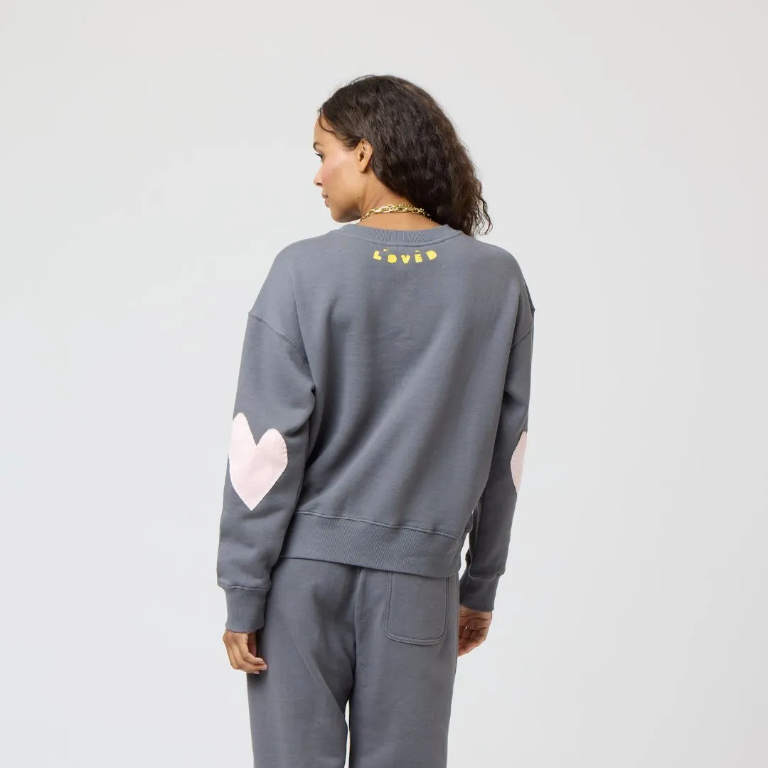 Boyfriend Sweatshirt Heart Patchwork