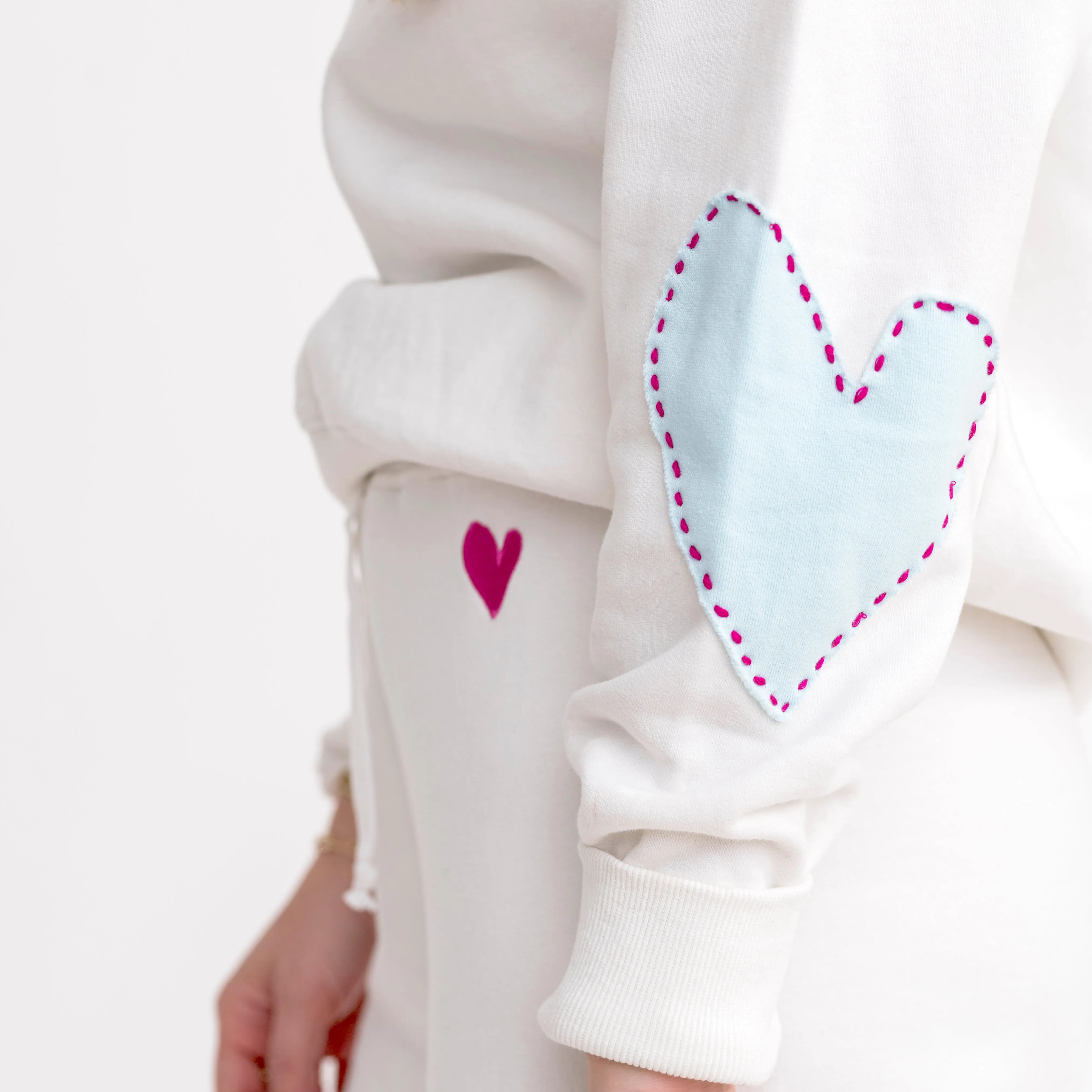 Boyfriend Sweatshirt Heart Patchwork