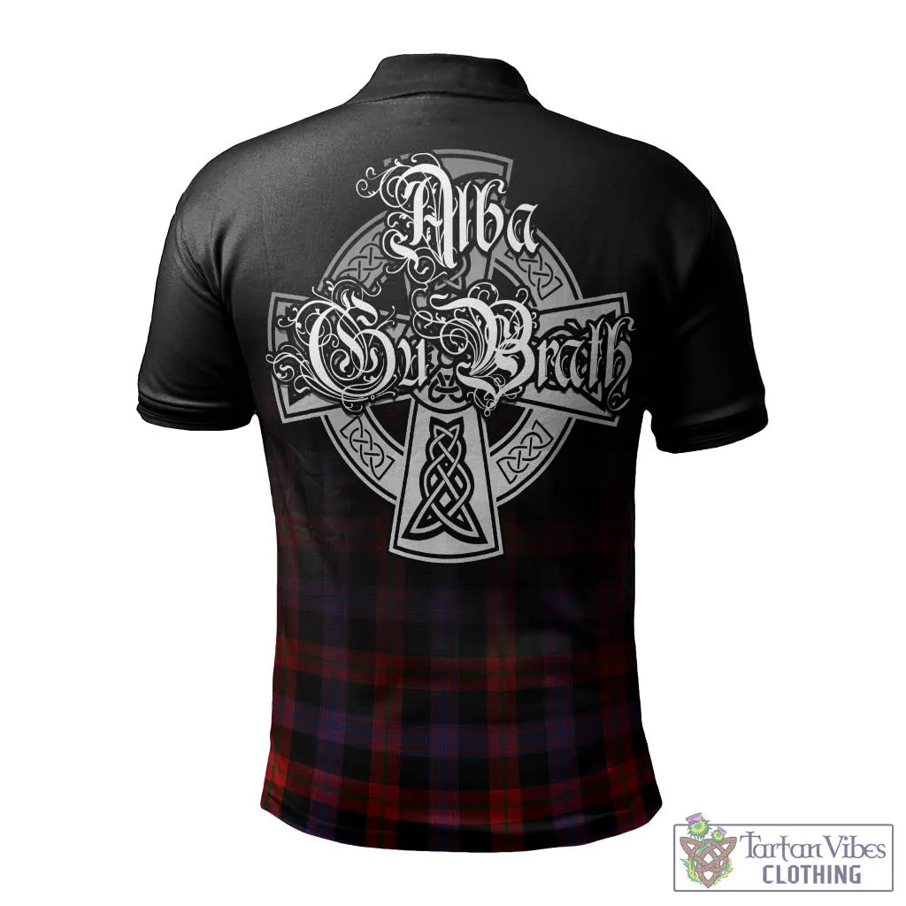 Broun Modern Tartan Polo Shirt Featuring Alba Gu Brath Family Crest Celtic Inspired