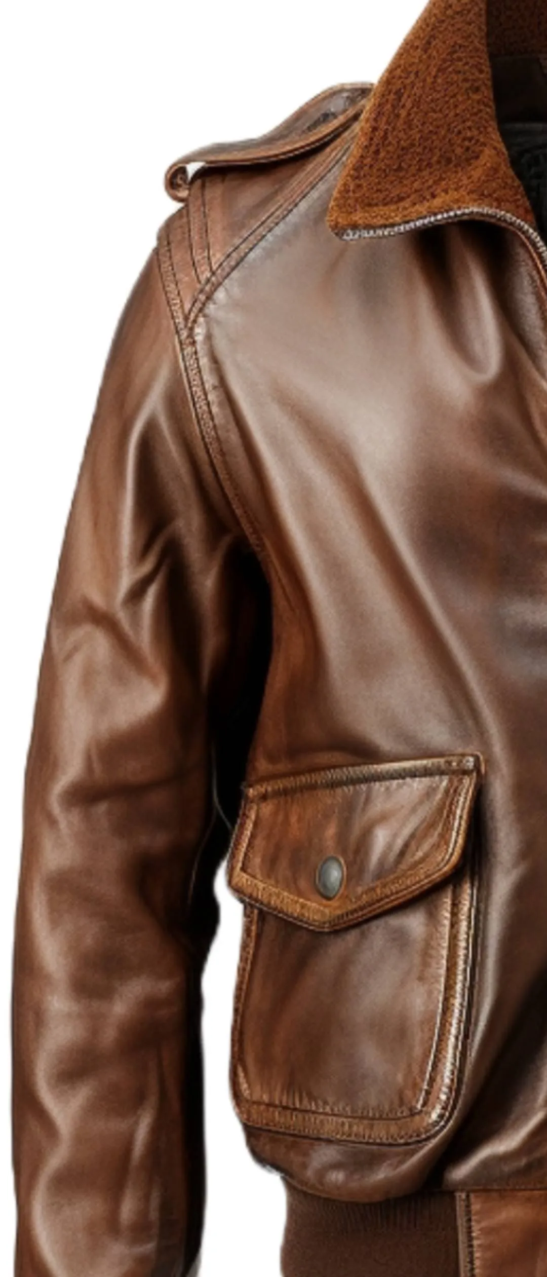 Brown Aviator Men Leather Bomber Distressed Jacket