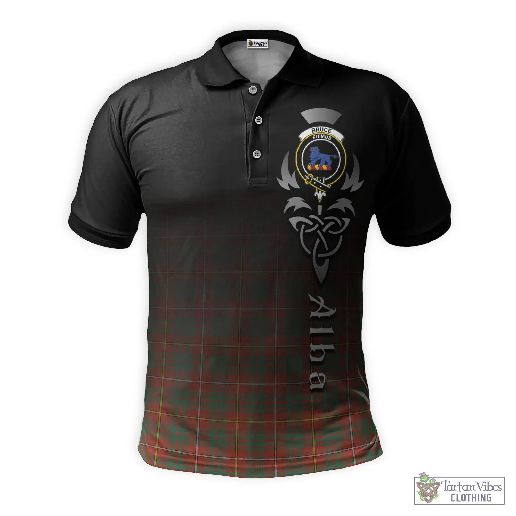 Bruce Ancient Tartan Polo Shirt Featuring Alba Gu Brath Family Crest Celtic Inspired