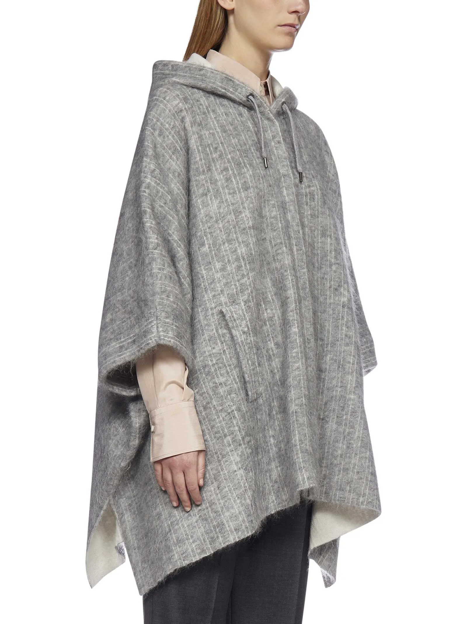 Brunello Cucinelli Drawstring Hooded Poncho