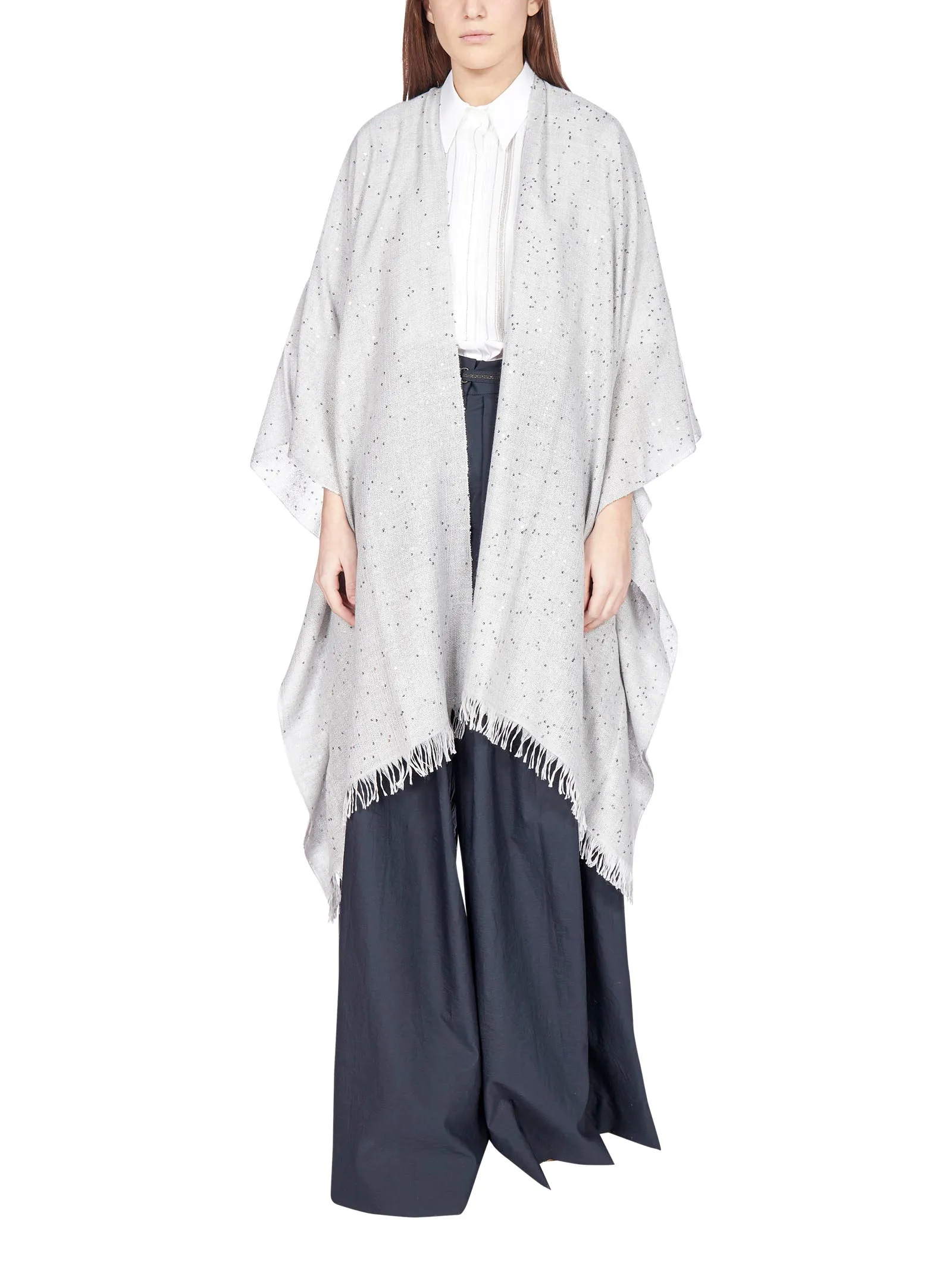 Brunello Cucinelli Fringed Hem Poncho