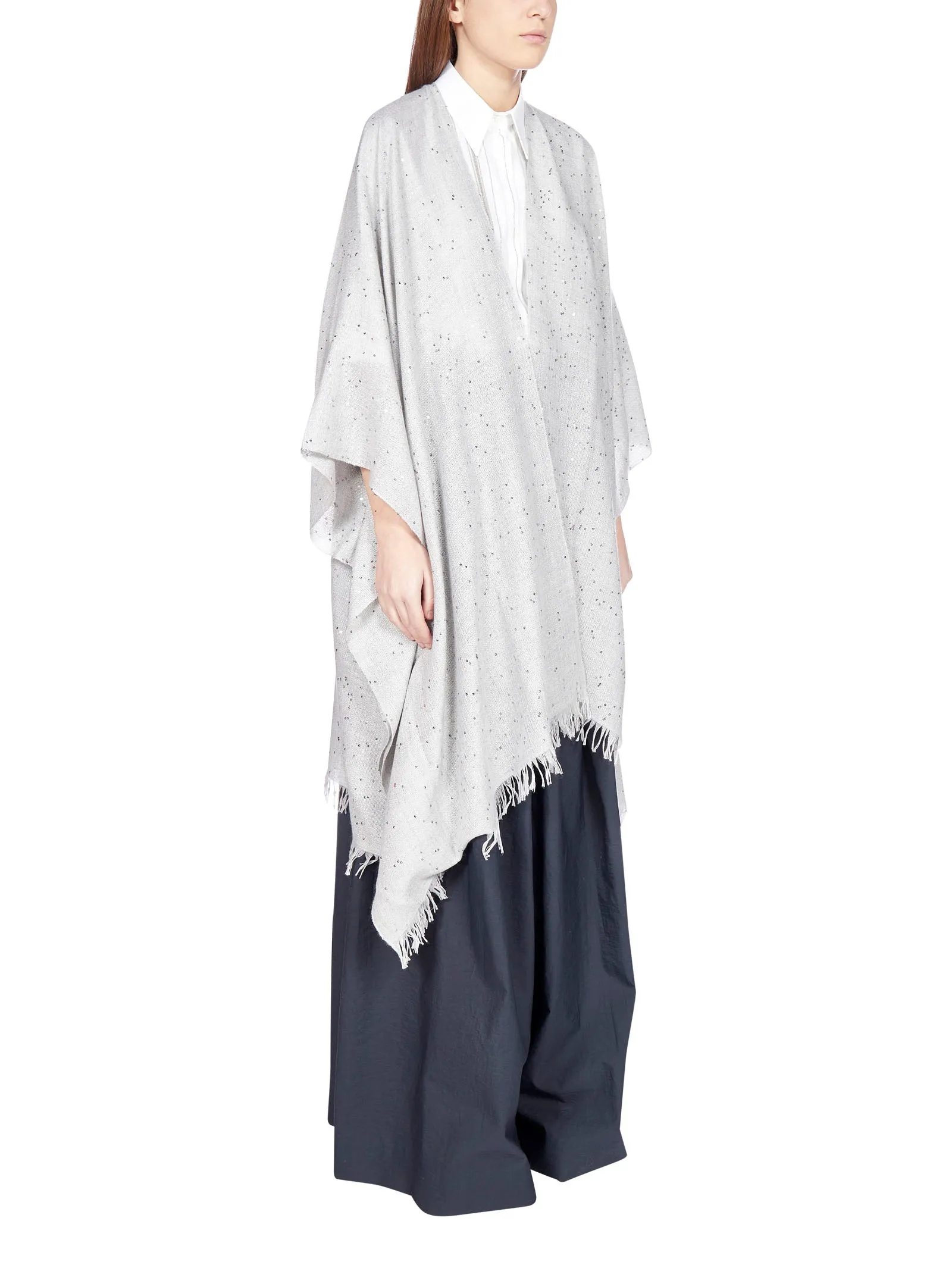 Brunello Cucinelli Fringed Hem Poncho