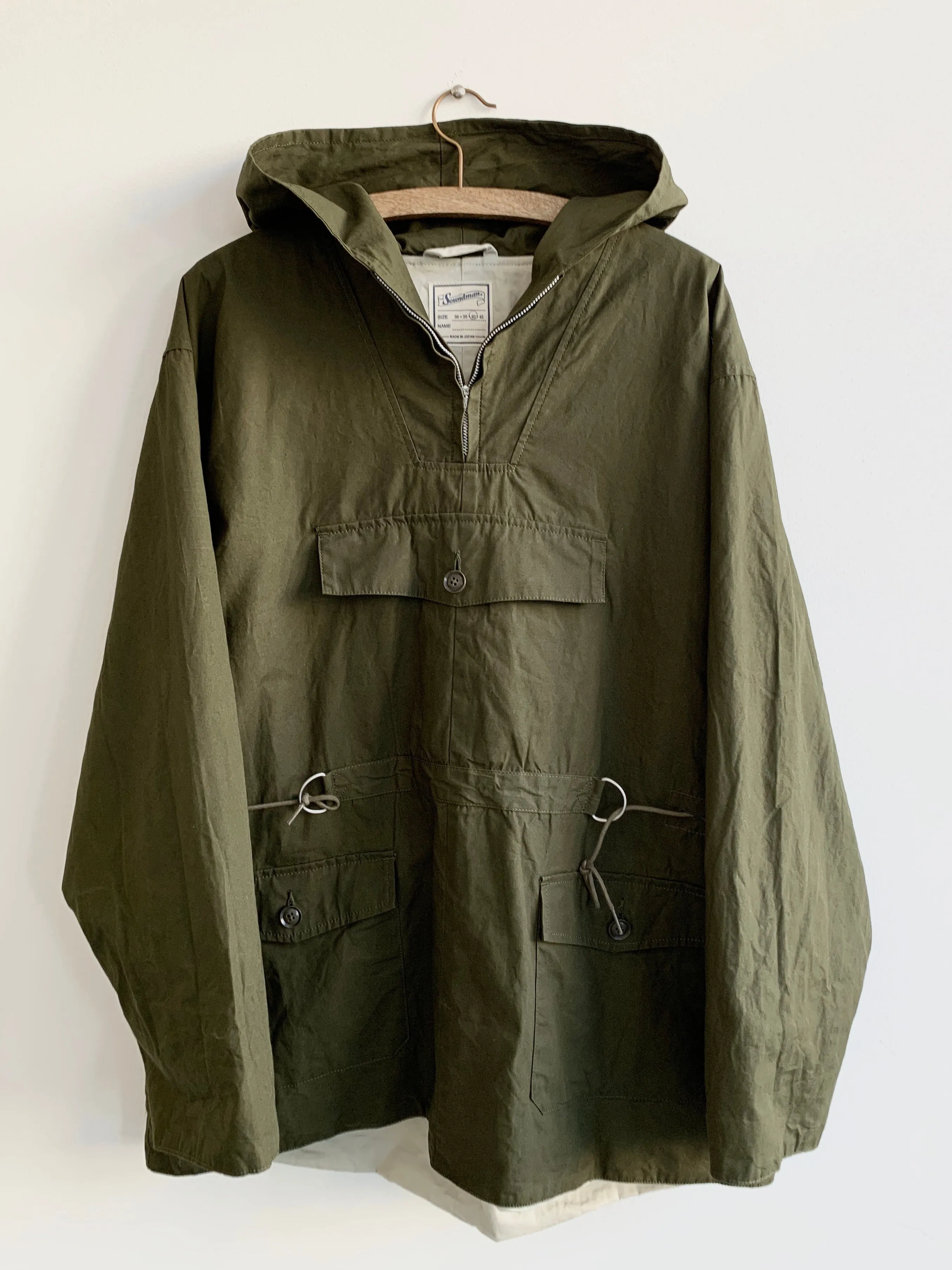 Brush High Density Water-Repellant Cotton Poplin Anorak in Forest Green