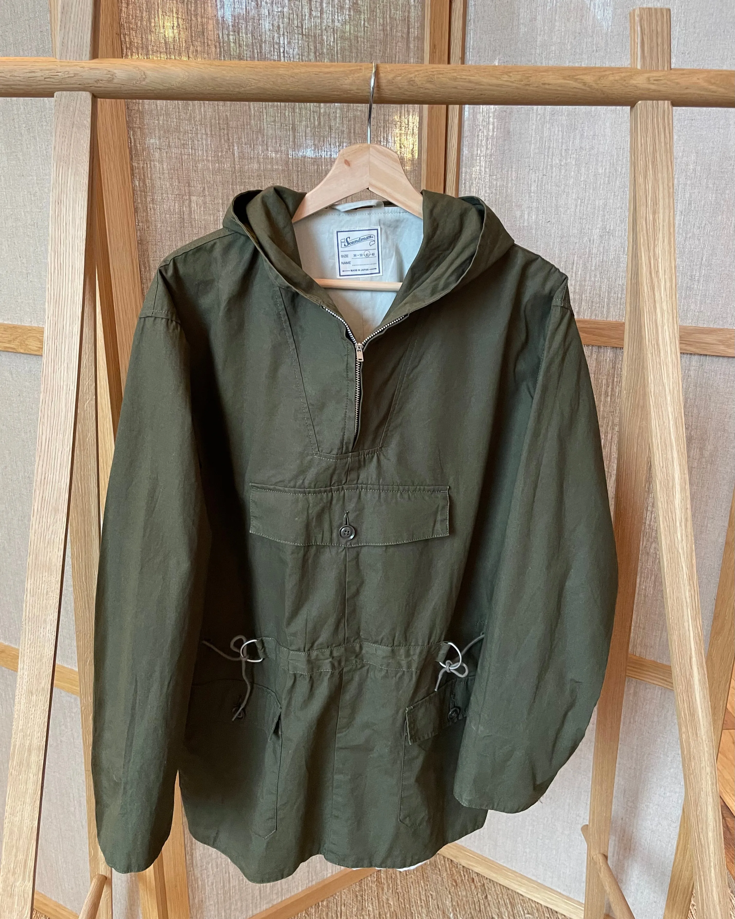 Brush High Density Water-Repellant Cotton Poplin Anorak in Forest Green