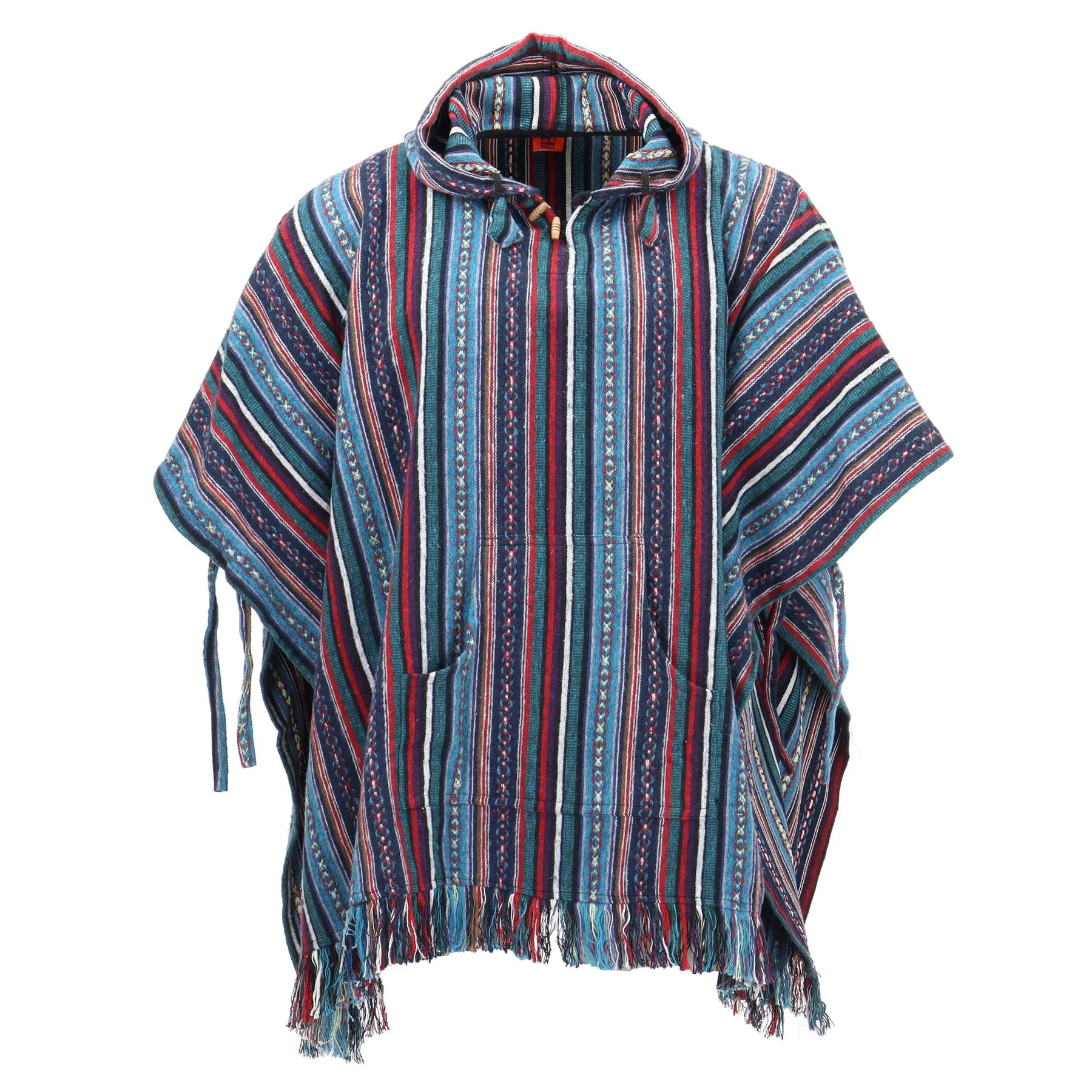 Brushed Cotton Hooded Poncho - Purple Sky