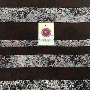 Burgundy and Lilac striped floral Dull Moss Crepe High Street Fabric 58" M401-11