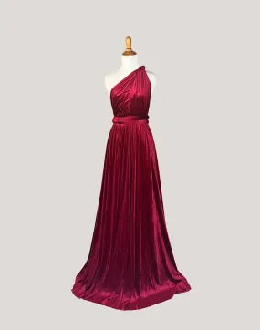 Burgundy Velvet Infinity Dress/ Wrap Convertible Bridesmaid Dress,Y20-27