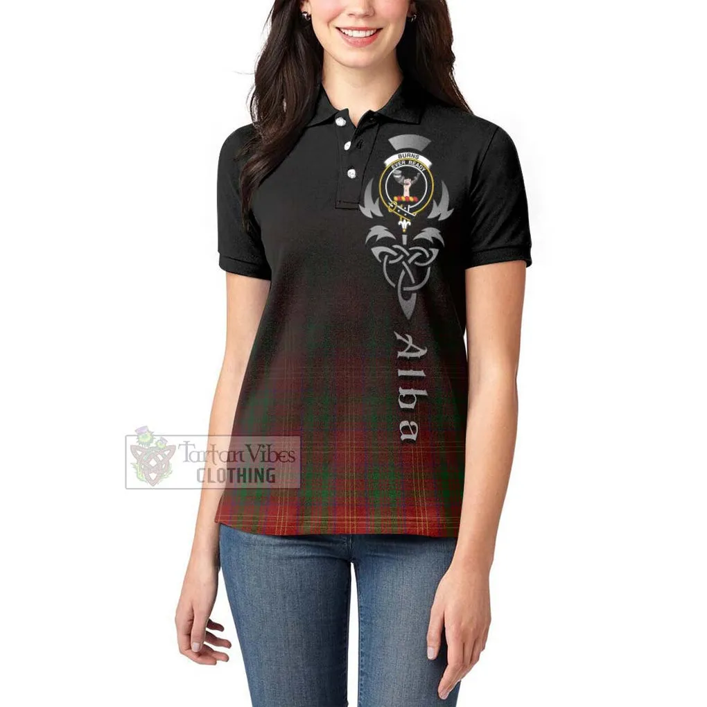 Burns Tartan Women's Polo Shirt Featuring Alba Gu Brath Family Crest Celtic Inspired