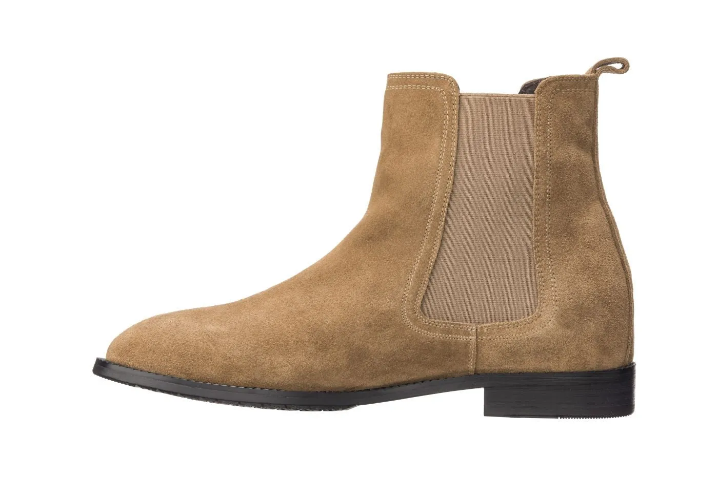 CALTO - K33091 - 2.9 Inches Taller (Khaki Brown) - Suede Chelsea Boot