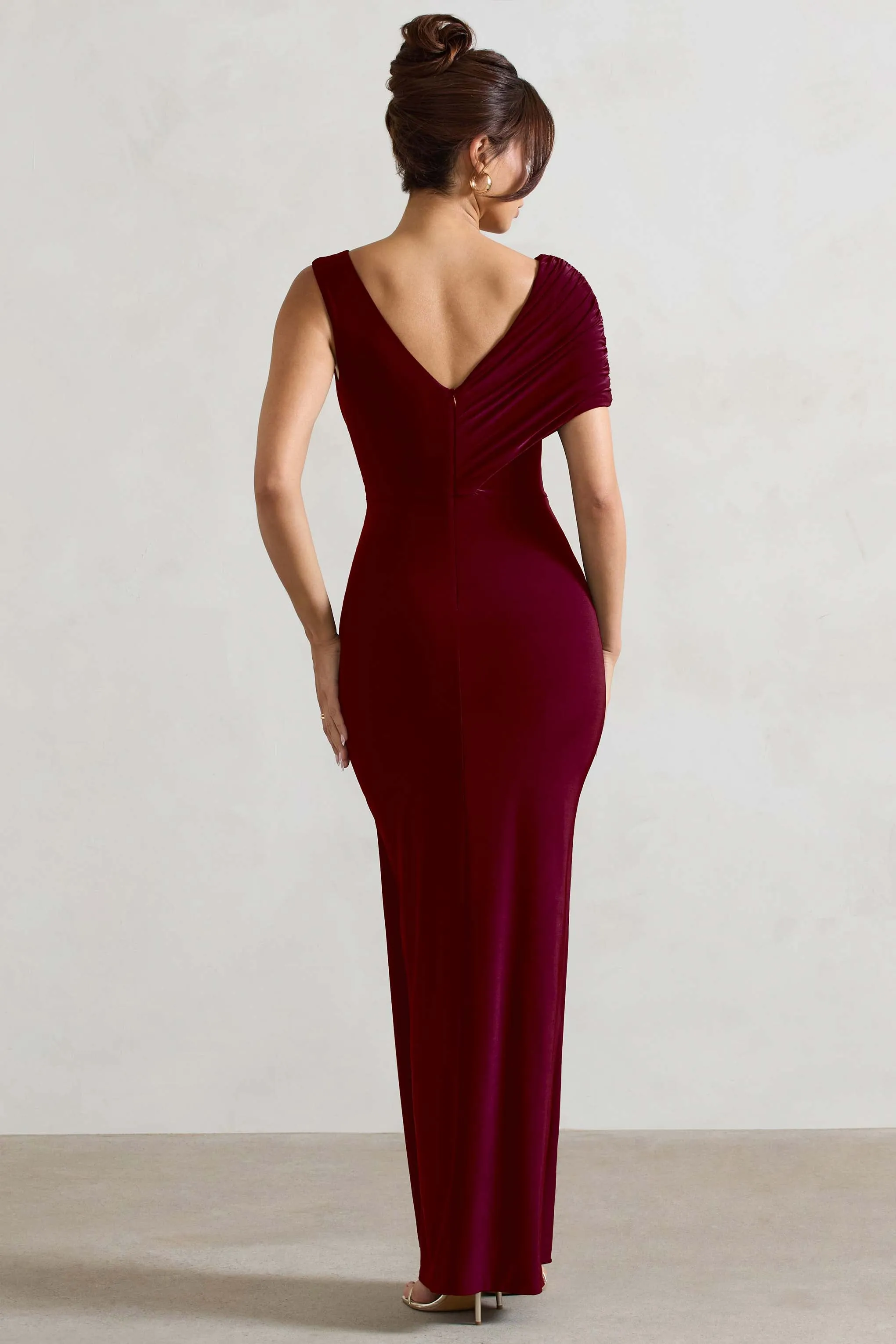 Capella | Berry Asymmetric Wrap Maxi Dress