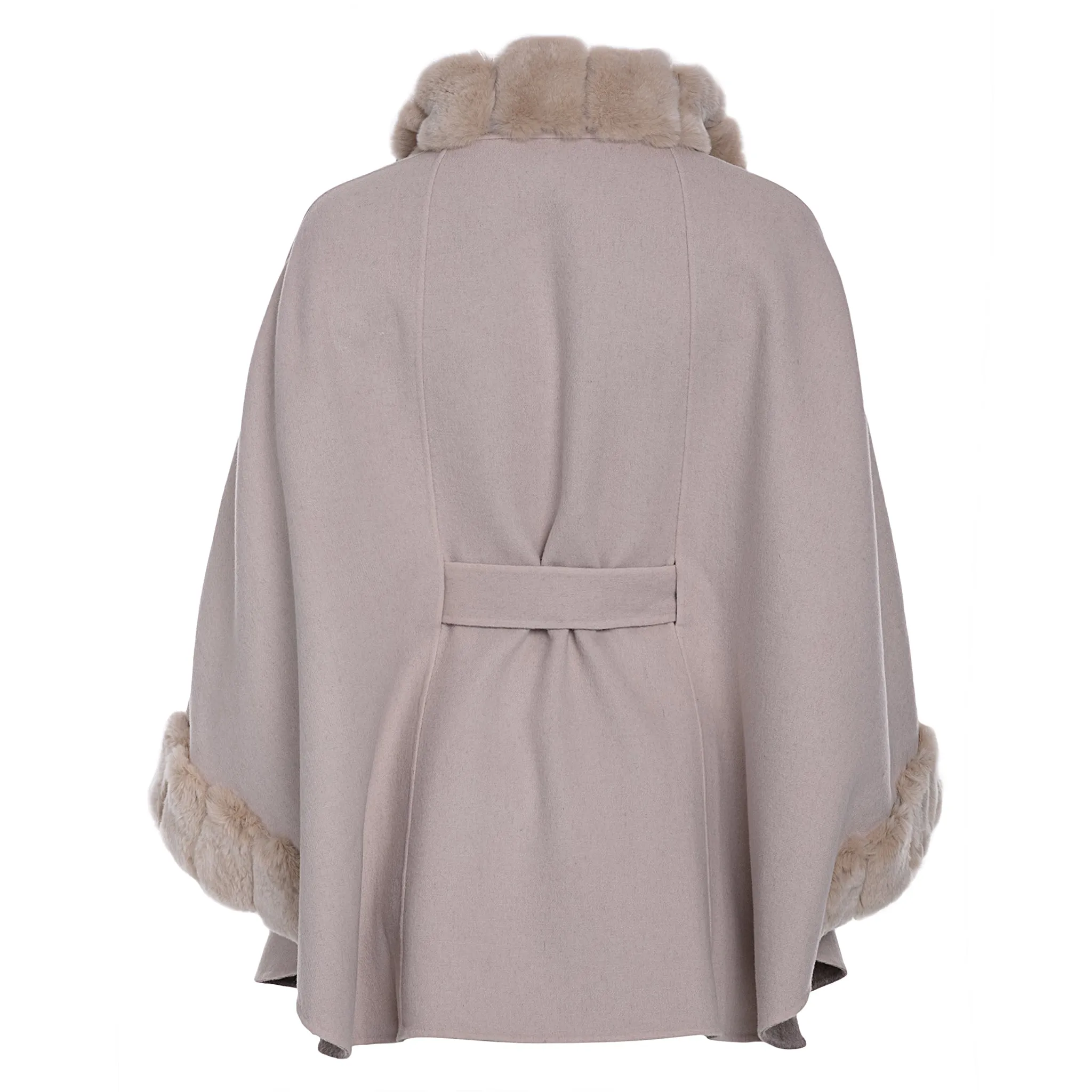 Cashmere and Wool Rex Fur Cape - Blush