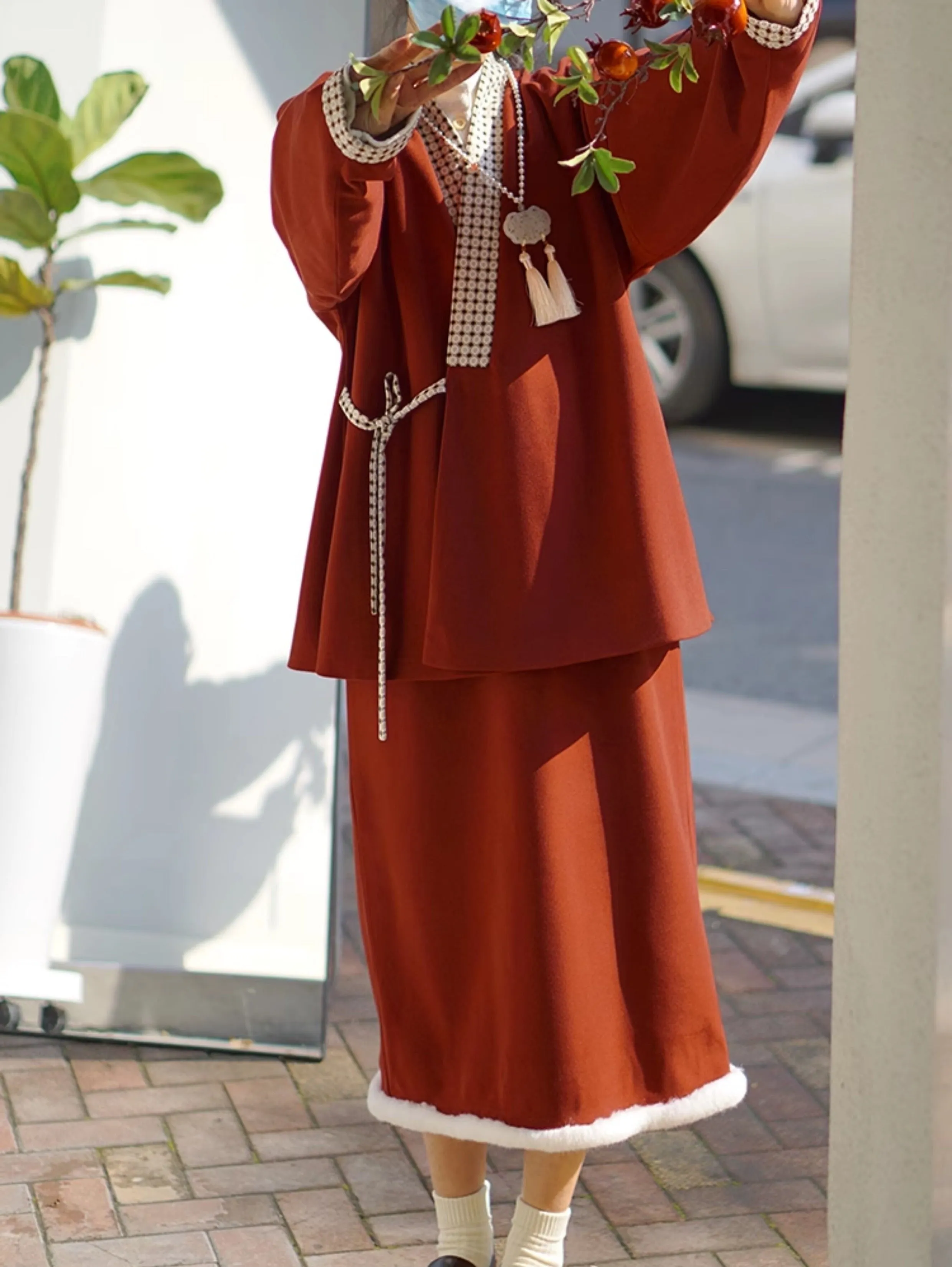 Chao Chao 朝朝 Day by Day Modernized Ming Dynasty Crossed Collar Winter Jacket & Skirt Set