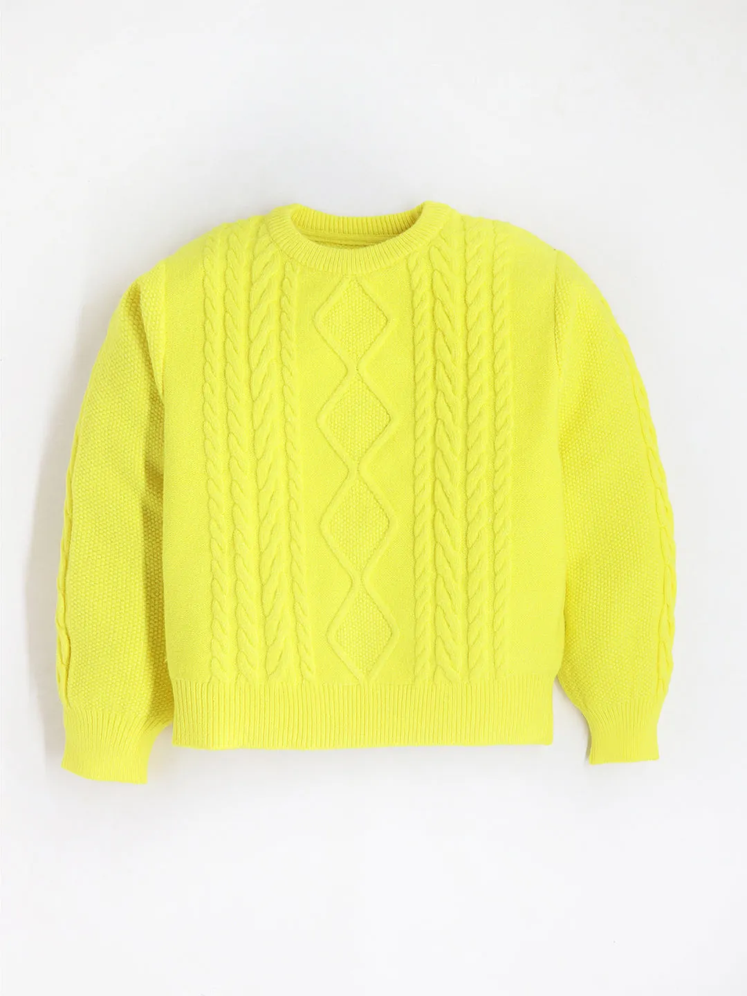 Cherry Crumble Warm Yellow Soft Puff Sleeve Solid Sweater