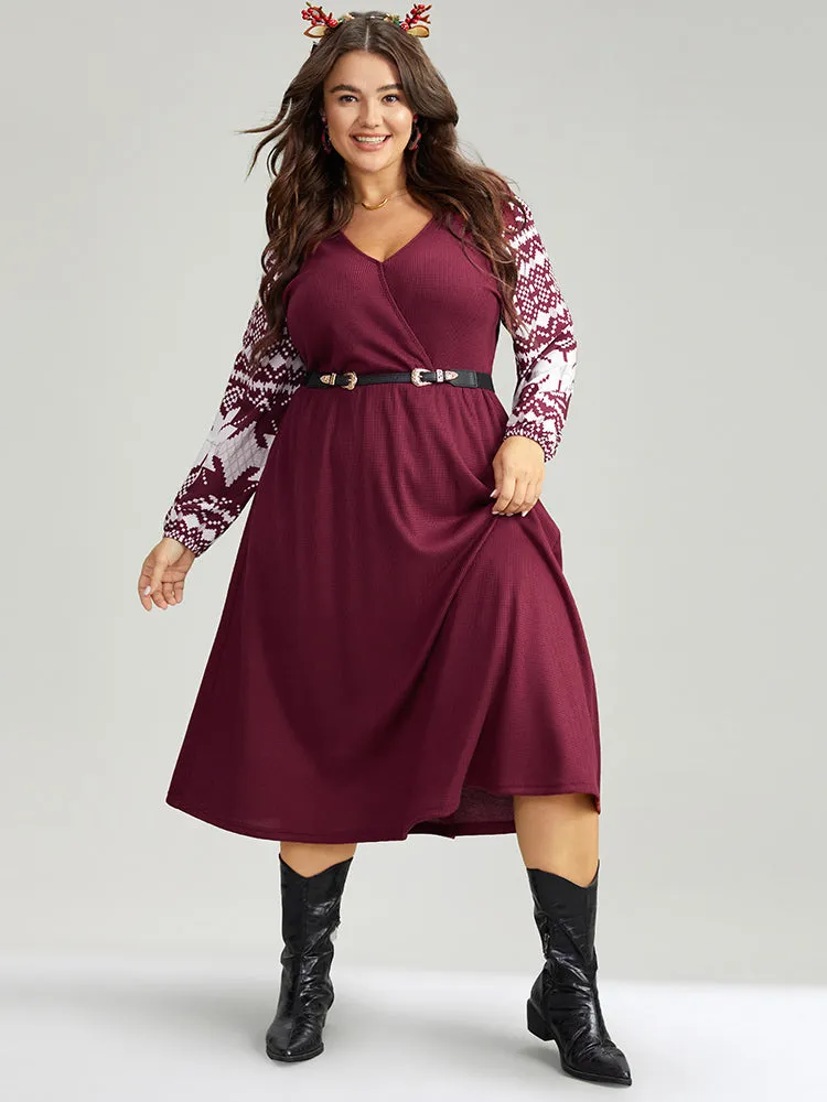 Christmas Patchwork Wrap Pocket Dress