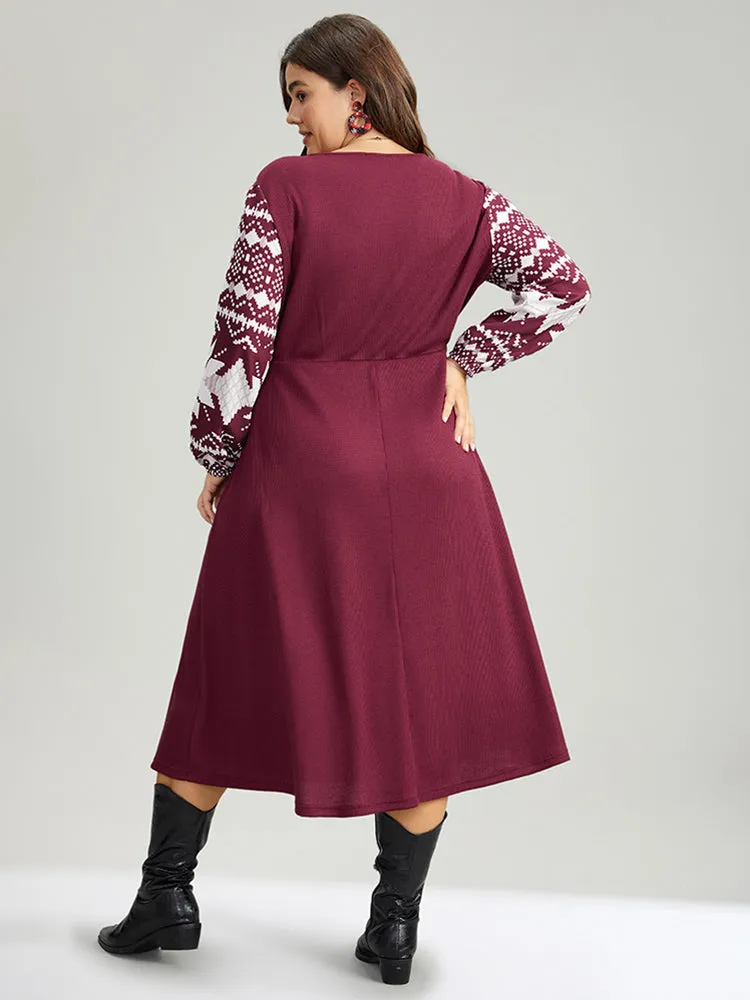 Christmas Patchwork Wrap Pocket Dress