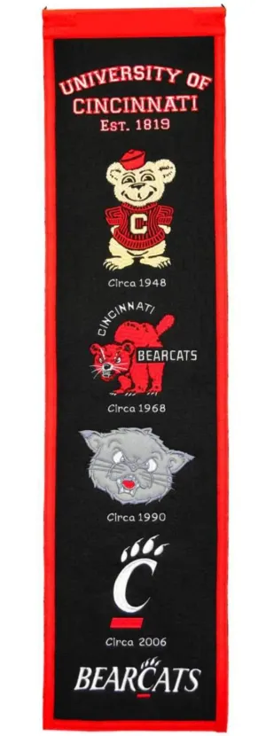 Cincinnati Bearcats Winning Streak Past Mascots Wool Heritage Banner (8"x32")