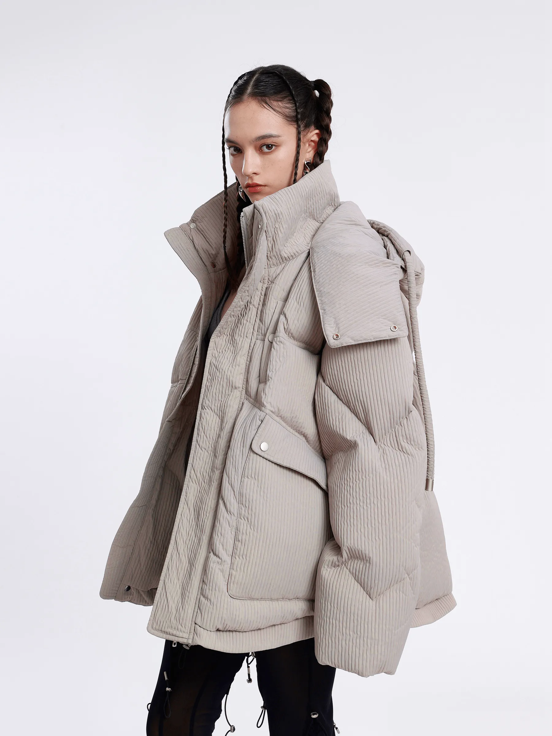 City Of Love Solid Hooded Down Coat