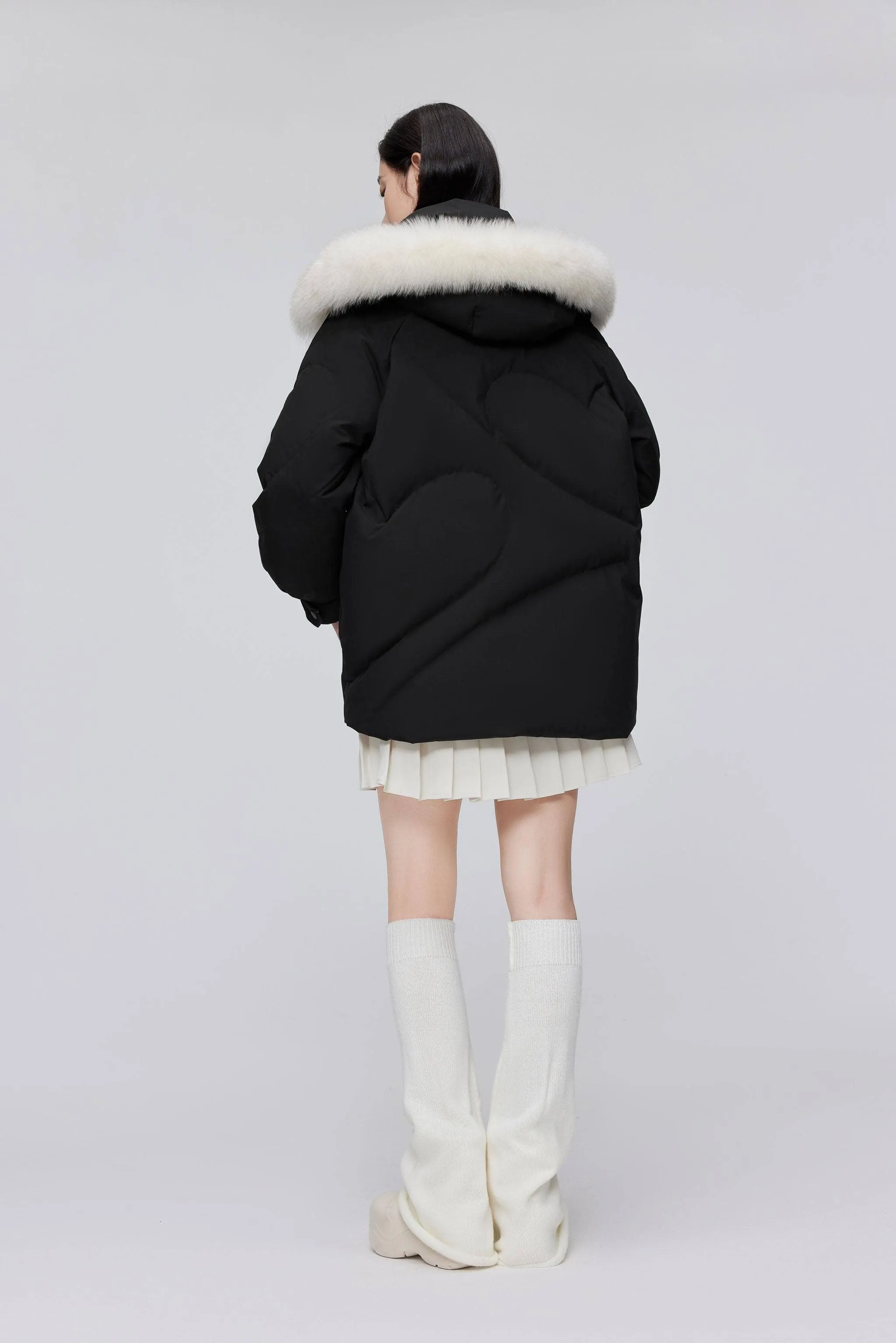 Classic Oversized Down Jacket with Fur 5268