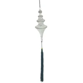 CLEAR GLASS MEDIUM FINIAL TASSEL ORNAMENT