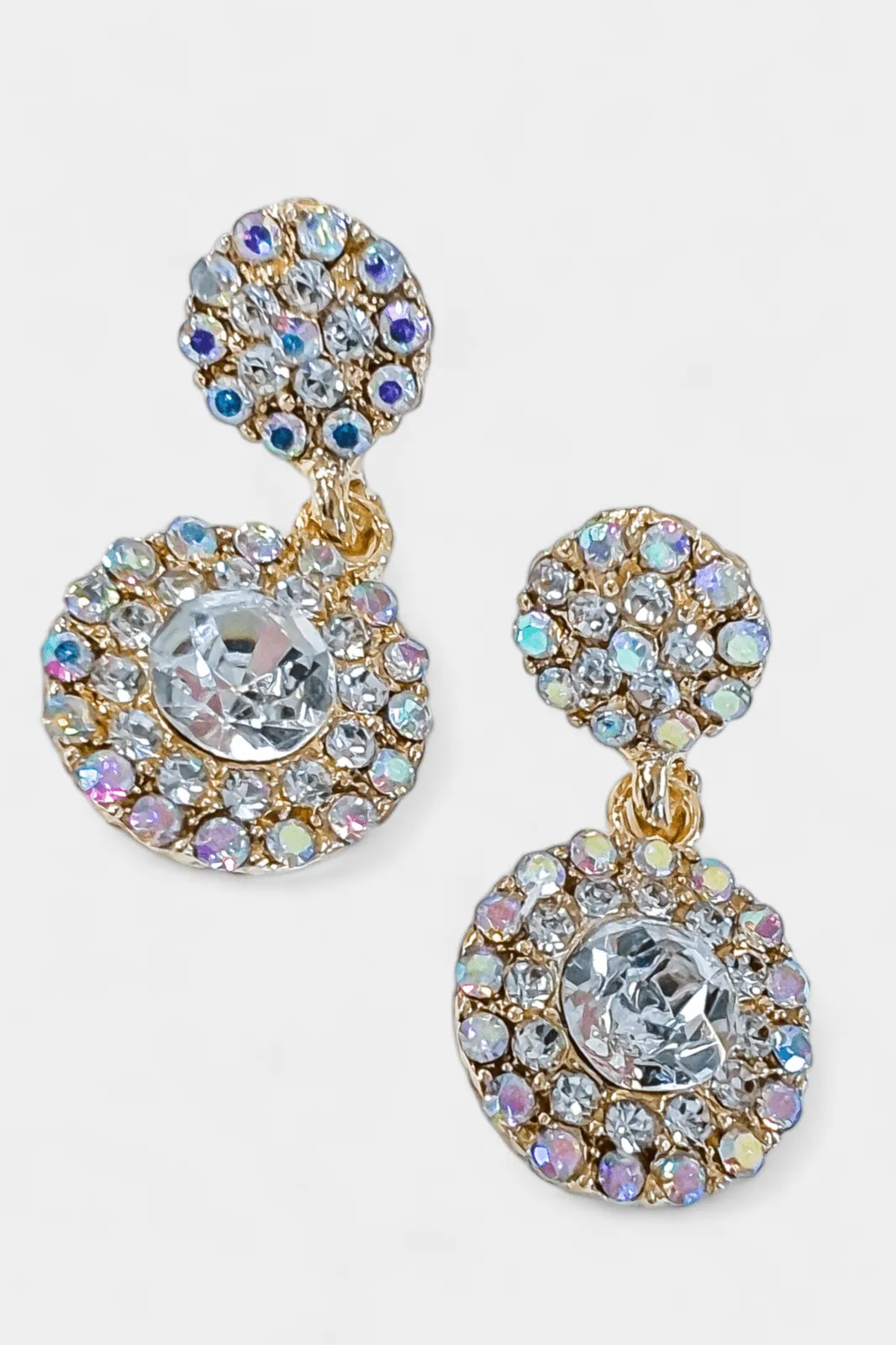 Clear Rhinestone Disc Dangle Earrings