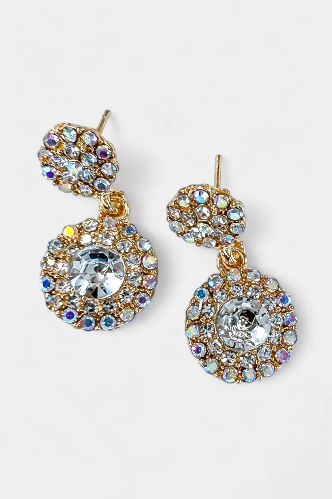 Clear Rhinestone Disc Dangle Earrings