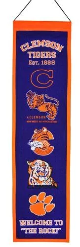 Clemson Tigers Winning Streak Past Mascots Wool Heritage Banner (8"x32")