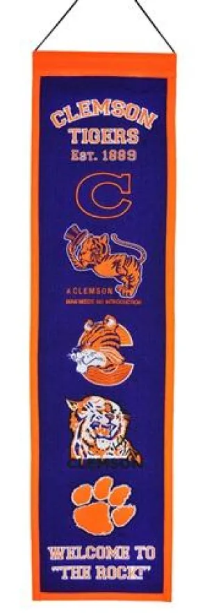 Clemson Tigers Winning Streak Past Mascots Wool Heritage Banner (8"x32")