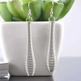 Coil Drop Earrings in Silver