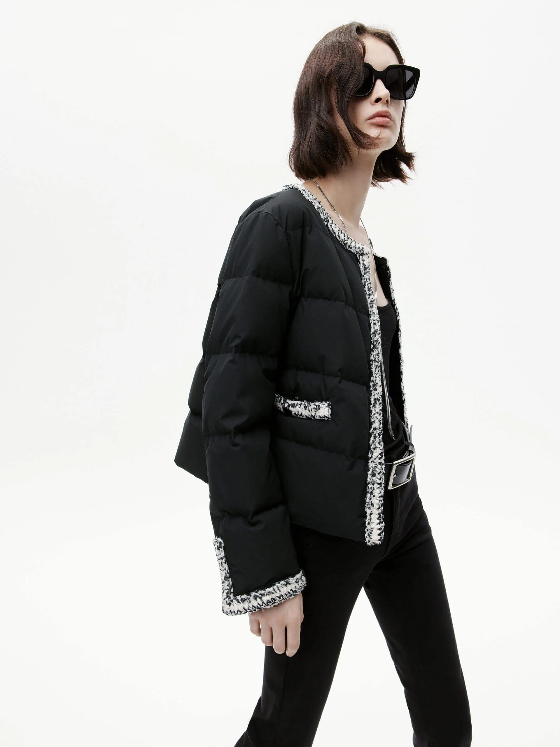 Collarless Puffer Jacket