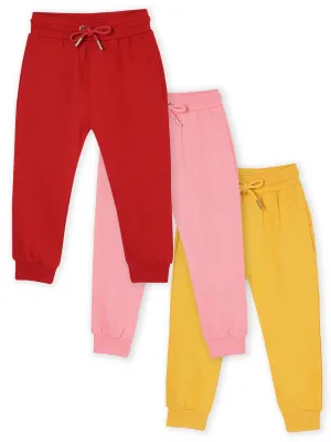 Combo of 3 Winter Sweatpants- Yellow, Maroon & Pink