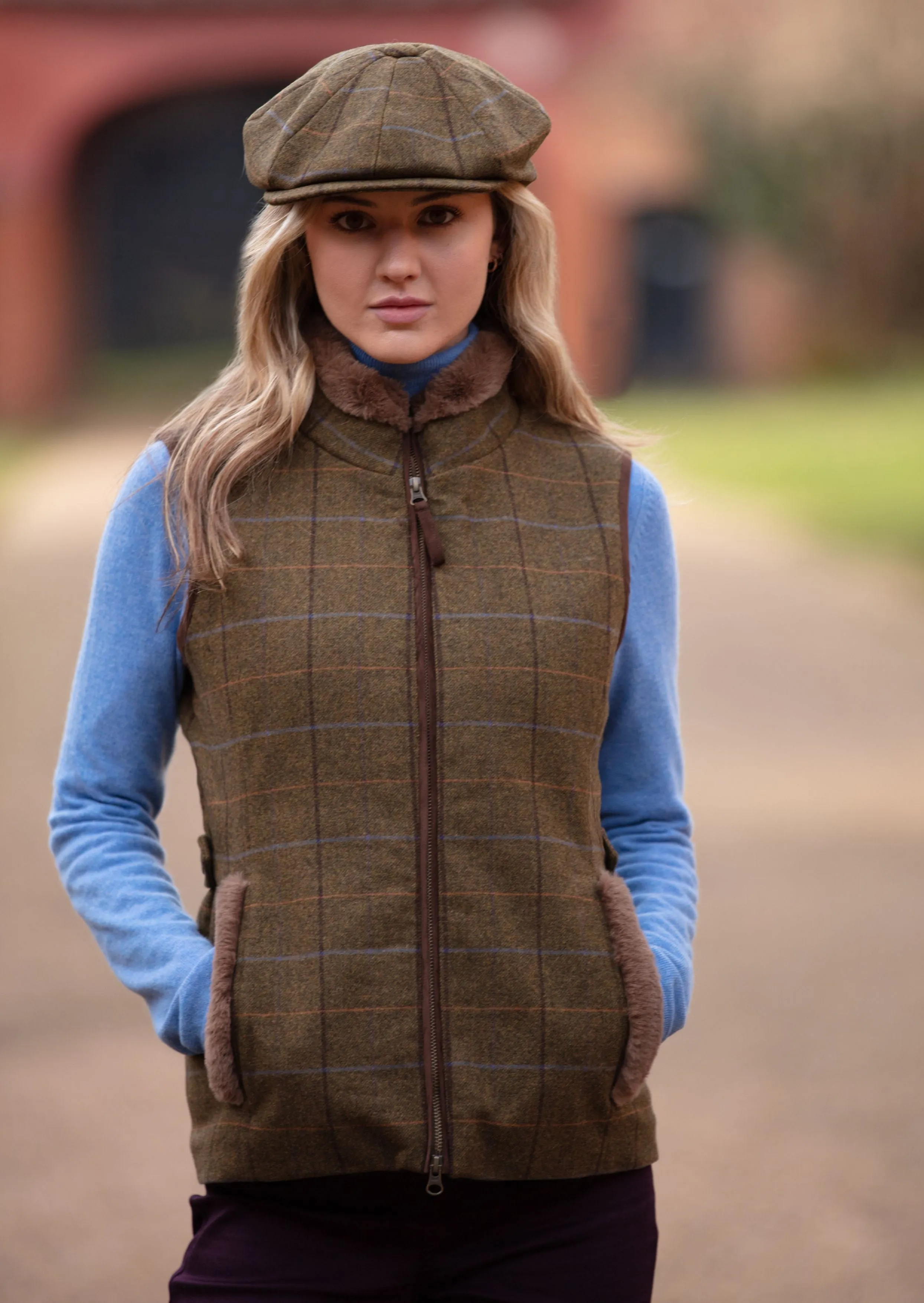 Combrook Ladies Tweed Gilet In Hazel - Regular Fit