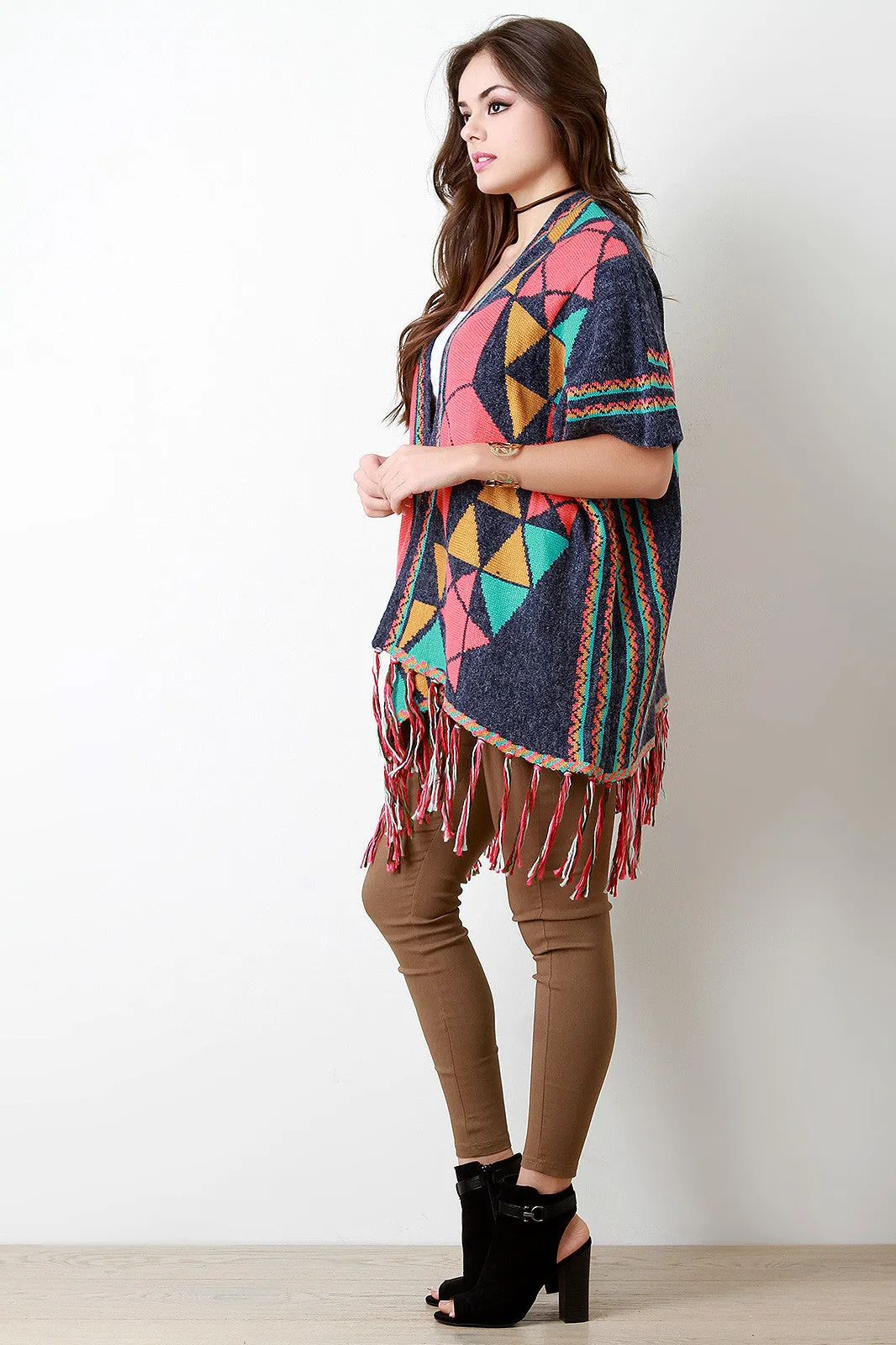 Complex Star Loose Knit Short Sleeve Poncho