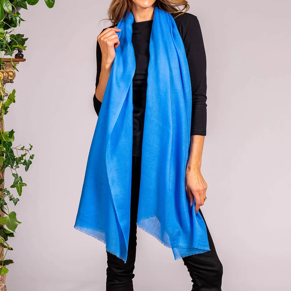 Cornflower Blue Cashmere and Silk Beach Wrap