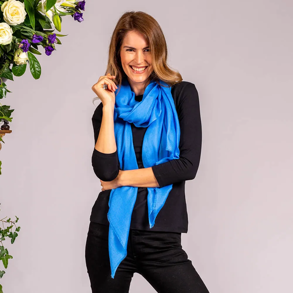 Cornflower Blue Cashmere and Silk Beach Wrap